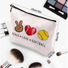 CEASQVAA Softball Cosmetic Bag for Women, Birthday Gifts for Softball Lovers, Coach & Team