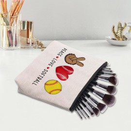 CEASQVAA Softball Cosmetic Bag for Women, Birthday Gifts for Softball Lovers, Coach & Team