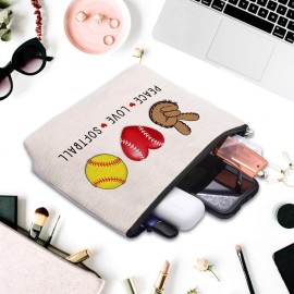 CEASQVAA Softball Cosmetic Bag for Women, Birthday Gifts for Softball Lovers, Coach & Team