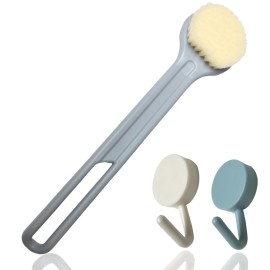 Hysotok Shower Brush Back Scrubber for Shower, Back Brush Long Handle for Shower 14.17, Bath Brush with Comfy Bristles Bath Back Scrubber for Body, Back Brush for Shower Men Women (Blue)