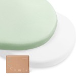 PurComfy Supersoft Fitted Bassinet Sheets, Premium Bamboo Viscose Cradle Sheets, Streachy Hypoallergenic Breathable Moses Basket Oval Rectangle Pad/Mattress Universal Fit for Halo, Dream on Me, 2-Pack