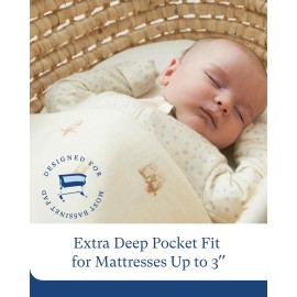 PurComfy Supersoft Fitted Bassinet Sheets, Premium Bamboo Viscose Cradle Sheets, Streachy Hypoallergenic Breathable Moses Basket Oval Rectangle Pad/Mattress Universal Fit for Halo, Dream on Me, 2-Pack