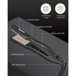 Dmriektu Hair Crimper for Volumizing Fluffy Hairstyle, Crimper Hair Iron with Ceramic Plates, Crimping Iron Tool for Women Girls Hair Waver Dual Voltage, Auto Off Dmriektu Hair Crimper for Volumizing Fluffy Hairstyle, Crimper Hair Iron with Ceramic Plates, Crimping Iron Tool for Women Girls Hair Waver Dual Voltage, Auto Off