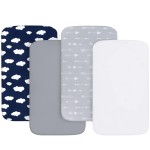 Baby Bassinet Sheets 4 Pack Compatible with 33 x 20 Maxi COSI Iora, Koolerthings/Koola Baby, BabyBond, Nordmiex 3 in 1, Mereryi and IKOMZY Bedside Bassinet, Ultra Soft & Skin-Friendly, Grey Print