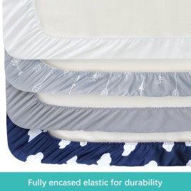 Baby Bassinet Sheets 4 Pack Compatible with 33 x 20 Maxi COSI Iora, Koolerthings/Koola Baby, BabyBond, Nordmiex 3 in 1, Mereryi and IKOMZY Bedside Bassinet, Ultra Soft & Skin-Friendly, Grey Print