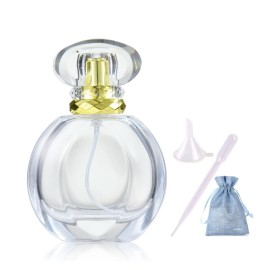 JJKMALL 50ml 1.7 oz Vintage Shape Spray Bottle Refillable Crystal Glass Atomizer Empty Fine Mist Spray Perfume Bottles - (1Pack) 1pc Funnel Filler 1PC 3ml Dropper 1pc Storage Gift Bag