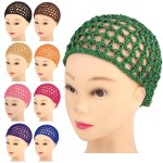 Framendino, 9 Pack Mesh Crochet Hair Net Rayon Knit Snoods Hat Thick Hairnet Snood Cover Ornament for Night Sleeping Accessories (9 Colors)
