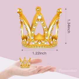 Framendino, 12 Pack Gold Mini Crown Small Rhinestone Crystal Tiara Headpiece Princess Bridal Accessories for Party Wedding Birthday Decorations