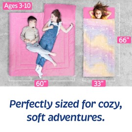 Rainbow & Glowing Stars Sleeping Bag for Kids - Ages 3+ Soft Toddler Girl Sleeping Bag - Kids Blanket (66\'\' x 33)