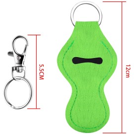 Duufin 16 Pieces Chapstick Holder Keychain Lip Balm Lipstick Holders with 16 Pieces Metal Clip Cords for Chapstick Tracker and Safeguard, 15 Color