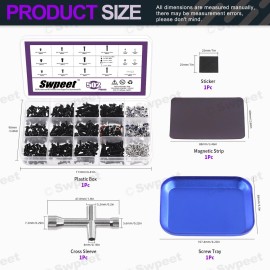 Swpeet 502Pcs Universal RC Screw Kit Screws Assortment Set, Hardware Fasteners Compatible with 1/8 1/10 1/12 1/16 Scale RC Cars, Includes M3&M4 Screws(Flat, Round Head, Hex Drive), Flat Washers, Pins