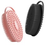Silicone Body Scrubber, Loofah Exfoliating Body Scrubber, Silicone Loofah Shower Body Scrubber 2 Pack, 2 in 1 Body Exfoliator Scrubber with Handle Body Scrub Bath Scrubber Scalp Massager Shampoo Brush