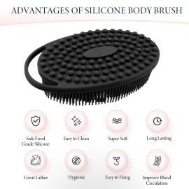 Silicone Body Scrubber, Loofah Exfoliating Body Scrubber, Silicone Loofah Shower Body Scrubber 2 Pack, 2 in 1 Body Exfoliator Scrubber with Handle Body Scrub Bath Scrubber Scalp Massager Shampoo Brush