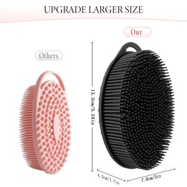 Silicone Body Scrubber, Loofah Exfoliating Body Scrubber, Silicone Loofah Shower Body Scrubber 2 Pack, 2 in 1 Body Exfoliator Scrubber with Handle Body Scrub Bath Scrubber Scalp Massager Shampoo Brush