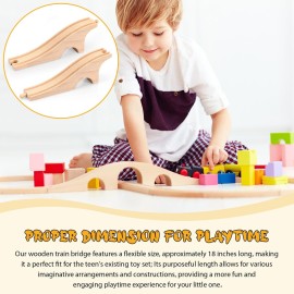 Liliful Wooden Train Track Bridges and Tunnels Expansion Wood Train Track Pieces Accessories for Most Major Toy Trains Railway