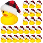 24 Set Christmas Rubber Ducks with Christmas Hats Small Bathtub Yellow Ducks Mini Floating Squeaky Rubber Ducks Bath Toys for Baby Shower Holiday Decor Xmas Home Birthday