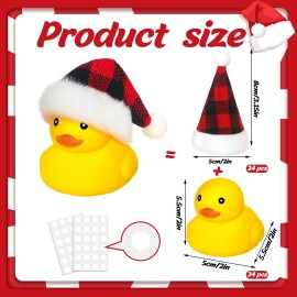 24 Set Christmas Rubber Ducks with Christmas Hats Small Bathtub Yellow Ducks Mini Floating Squeaky Rubber Ducks Bath Toys for Baby Shower Holiday Decor Xmas Home Birthday