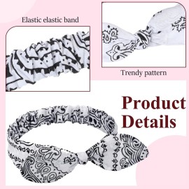 Hicarer 2 Pieces Bandana Headband for Women, Knot Retro Print Bandana Paisley Print Headband Adjustable Headwrap(Deep Red, White) Hicarer 2 Pieces Bandana Headband for Women, Knot Retro Print Bandana Paisley Print Headband Adjustable Headwrap(Deep Red, White)