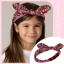 Hicarer 2 Pieces Bandana Headband for Women, Knot Retro Print Bandana Paisley Print Headband Adjustable Headwrap(Deep Red, White) Hicarer 2 Pieces Bandana Headband for Women, Knot Retro Print Bandana Paisley Print Headband Adjustable Headwrap(Deep Red, White)
