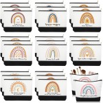 Sieral 30 Pcs Rainbow Canvas Makeup Bags Bulk Employee Appreciation Gifts Inspirational Cosmetic Bags Thank You Gifts for Back to School Teacher Student Coworker Must Haves Office(Motivational)