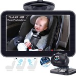 DoHonest Baby Car Camera 7-Inch: USB Plug and Play Easy Setup 360 Degree Rotating Backseat Camera Two Kids HD 1080P Rear Facing Car Seat Cameras Clear Night Vision -V9