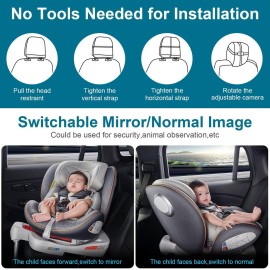 DoHonest Baby Car Camera 7-Inch: USB Plug and Play Easy Setup 360 Degree Rotating Backseat Camera Two Kids HD 1080P Rear Facing Car Seat Cameras Clear Night Vision -V9