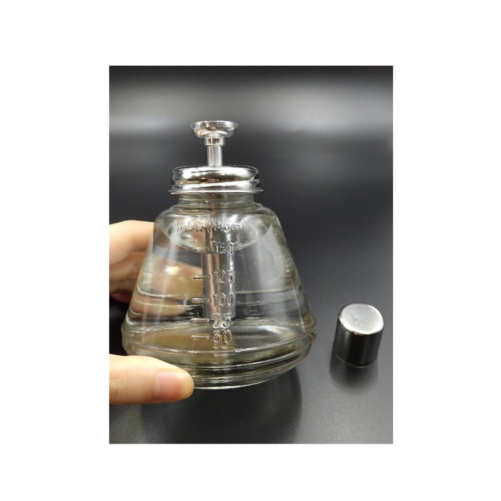 YYNGJCK 1 Pc 180 ml/6 Oz Empty Glass Dispenser Bottle for Nail Polish Reusable Thick Press Container Pump Push Down Dispenser, with Metal Core and Dust Cover