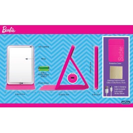 eKids Barbie Travel Mirror with Light and Adjustable Stand, Shatterproof Makeup Mirror with Rechargeable Battery, Designed for Fans of Barbie Accessories and Gifts