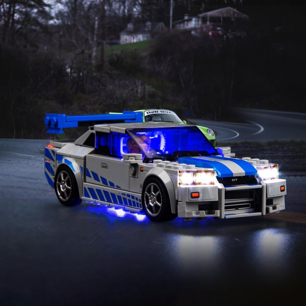 Hilighting Upgraded Led Light Kit Compatible with LEGO Speed Champions 2 Fast 2 Furious Nissan Skyline GT-R (R34) Race Car Toy Model Building Kit, Lights Compatible with LEGO 76917(Model Not Included)