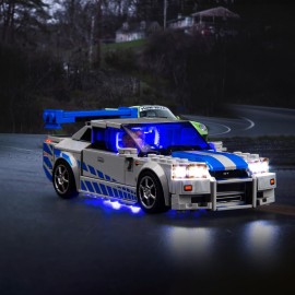 Hilighting Upgraded Led Light Kit Compatible with LEGO Speed Champions 2 Fast 2 Furious Nissan Skyline GT-R (R34) Race Car Toy Model Building Kit, Lights Compatible with LEGO 76917(Model Not Included)