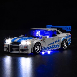 Hilighting Upgraded Led Light Kit Compatible with LEGO Speed Champions 2 Fast 2 Furious Nissan Skyline GT-R (R34) Race Car Toy Model Building Kit, Lights Compatible with LEGO 76917(Model Not Included)