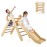 OLAKIDS Pikler Triangle Set 2 in 1 Climbing Toys for Toddlers Foldable Wood Montessori Baby Jungle Gym with Ladder Ramp Slide Kids Indoor Playground Activity Play Structure