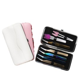 esowemsn 1PC Pink PU Leather Tweezers Storage Bag Empty Small Tweezers Case Container for Eyelash Extension Tweezer Organizer Case Eyelash Eyeliner Makeup Tool Accessories