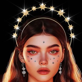 Fashey Star Headband Gold Halo Crown Rhinestone Stars Headpiece Hair Accessories for Women (Gold) Fashey Star Headband Gold Halo Crown Rhinestone Stars Headpiece Hair Accessories for Women (Gold)