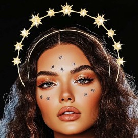 Fashey Star Headband Gold Halo Crown Rhinestone Stars Headpiece Hair Accessories for Women (Gold) Fashey Star Headband Gold Halo Crown Rhinestone Stars Headpiece Hair Accessories for Women (Gold)
