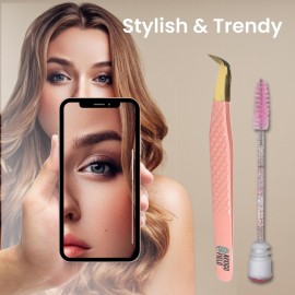 AVXIGO FIELD Boot Precision Fiber Tip Lash Tweezer for Eyelash Extensions (Baby Pink), Limited Edition - Comes with Mascara Brush, Storage Box & Tube Case AVXIGO FIELD Boot Precision Fiber Tip Lash Tweezer for Eyelash Extensions (Baby Pink), Limited Edition - Comes with Mascara Brush, Storage Box & Tube Case