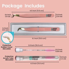 AVXIGO FIELD Boot Precision Fiber Tip Lash Tweezer for Eyelash Extensions (Baby Pink), Limited Edition - Comes with Mascara Brush, Storage Box & Tube Case AVXIGO FIELD Boot Precision Fiber Tip Lash Tweezer for Eyelash Extensions (Baby Pink), Limited Edition - Comes with Mascara Brush, Storage Box & Tube Case