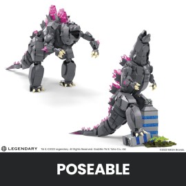 MEGA Godzilla x Kong The New Empire Building Set Action Figure Godzilla with 543 Pieces and Accessories, 8 Inches Tall, for Adult Collectors