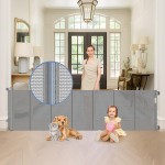 Reinforced bottom 90 Inch Extra Wide Baby Gate for Large Openings Retractable Baby Gates Extra Wide Upgraded Spring Retractable Dog Gate for Doorways Extra Wide Adjustable Bracket Retractable Pet Gate