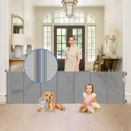 Reinforced bottom 90 Inch Extra Wide Baby Gate for Large Openings Retractable Baby Gates Extra Wide Upgraded Spring Retractable Dog Gate for Doorways Extra Wide Adjustable Bracket Retractable Pet Gate