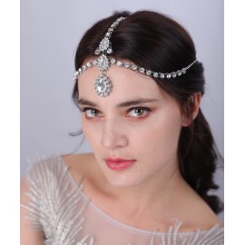 Aimimier Bohemian Crystal Head Chain Rhinestone Teardrop Forehead Chain Belly Dancer Jewelry Wedding Headpiece Prom Party Festival Hair Accessories for Women (Silver) Aimimier Bohemian Crystal Head Chain Rhinestone Teardrop Forehead Chain Belly Dancer Jewelry Wedding Headpiece Prom Party Festival Hair Accessories for Women (Silver)