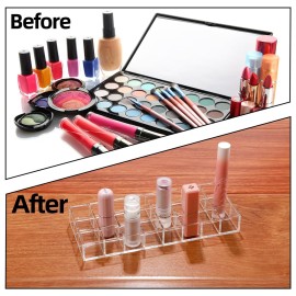 Kigley 3 Pcs Clear Lipstick Holder Acrylic Lip Gloss Organizer Cosmetic Storage Lipstick Display Case for Perfume Sample Drawer Brushes Bottles Women Birthday Gift(24 Grid)