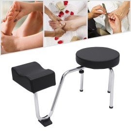 LyeXD Pedicure Stool with Footrest, Adjustable Height Pedicure Station for Nail Tech, Portable Salon Beauty Pedicure Manicure Chair for Manicurists, Pedicurists, Tattoo Artists, Black