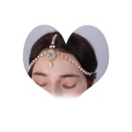 Aimimier Boho Dainty Crystal Head Chain Rhinestone Teardrop Forehead Chain Belly Dancer Jewelry Wedding Headband Prom Party Festival Hair Accessories for Women (Gold)