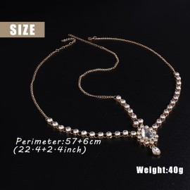 Aimimier Boho Dainty Crystal Head Chain Rhinestone Teardrop Forehead Chain Belly Dancer Jewelry Wedding Headband Prom Party Festival Hair Accessories for Women (Gold)