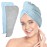 ForPro Professional Collection Premium Microfiber Hair Towel Wrap, 2-Pack Quick Drying Hair Turban for Women, 10 x 26, Cool Grey + Sky Blue