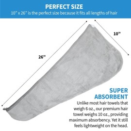 ForPro Professional Collection Premium Microfiber Hair Towel Wrap, 2-Pack Quick Drying Hair Turban for Women, 10 x 26, Cool Grey + Sky Blue ForPro Professional Collection Premium Microfiber Hair Towel Wrap, 2-Pack Quick Drying Hair Turban for Women, 10 x 26, Cool Grey + Sky Blue