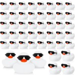 Sosation 36 Packs Mini Rubber Ducks with Sunglasses Sets 2.2 Inch Bath Squeaky Rubber Duckies Cute Float Bathtub Toys for Little One Birthday Party Favors Class Prizes Car Decor(White)