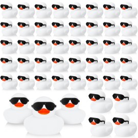 Sosation 36 Packs Mini Rubber Ducks with Sunglasses Sets 2.2 Inch Bath Squeaky Rubber Duckies Cute Float Bathtub Toys for Little One Birthday Party Favors Class Prizes Car Decor(White)