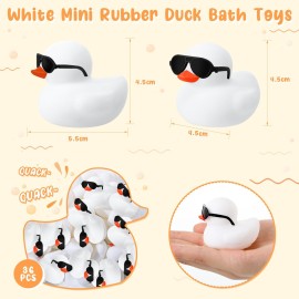 Sosation 36 Packs Mini Rubber Ducks with Sunglasses Sets 2.2 Inch Bath Squeaky Rubber Duckies Cute Float Bathtub Toys for Little One Birthday Party Favors Class Prizes Car Decor(White)